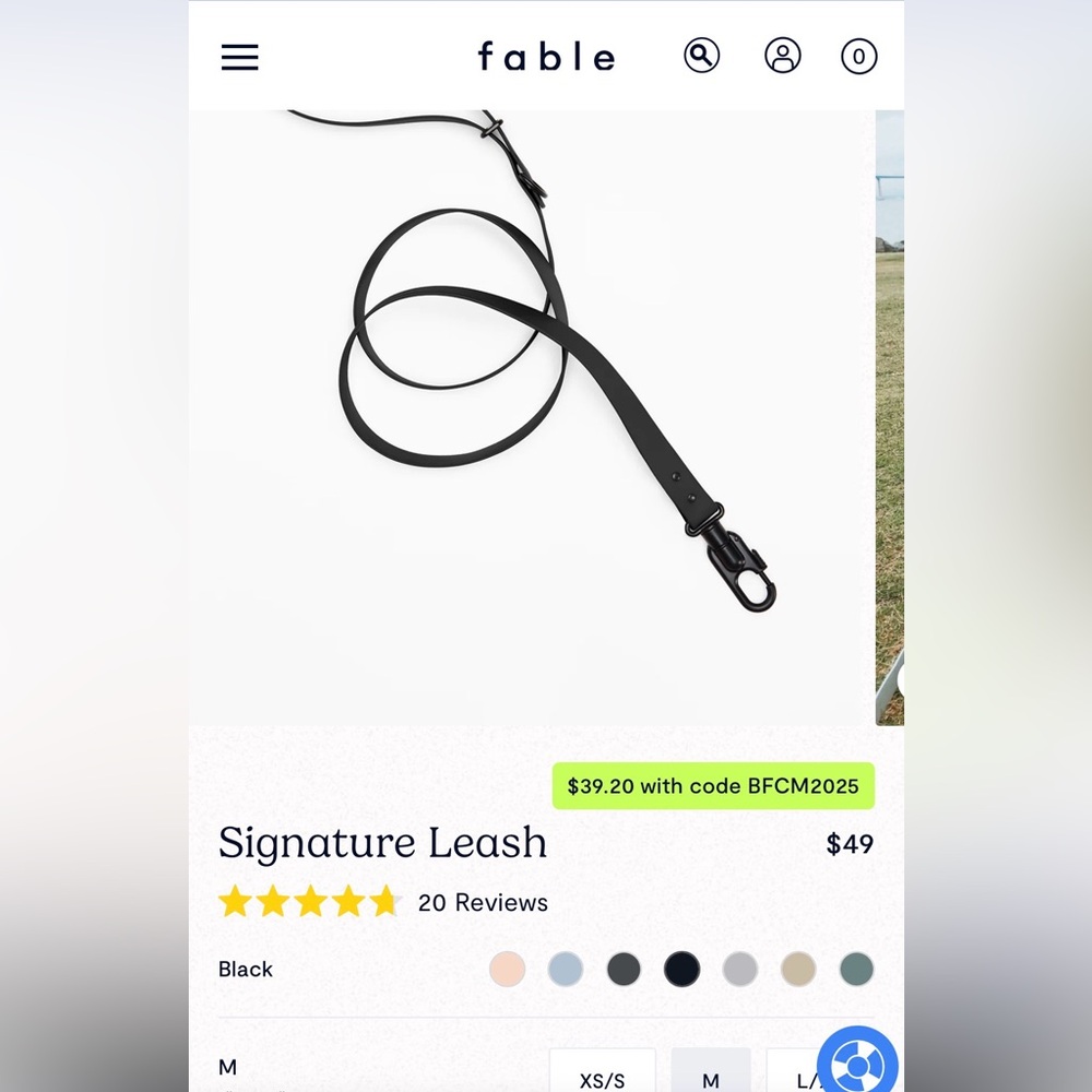 Fable Signature Black Dog Leash